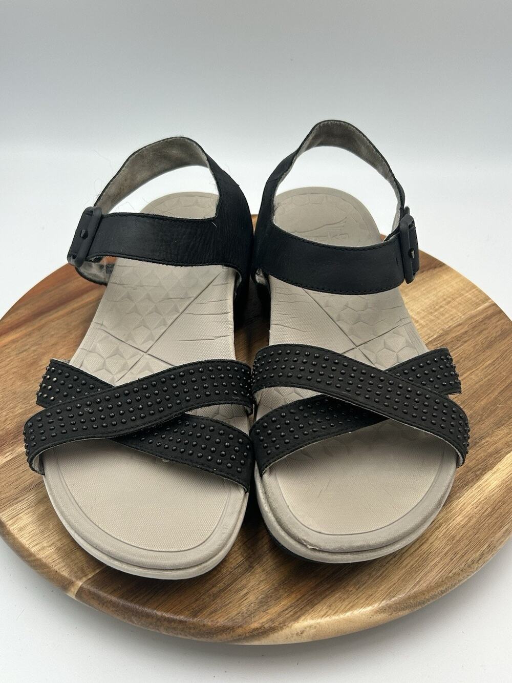 Dansko Sandals Cindy Women’s Sz 10.5 Black Strappy Studded Wedge Platform Shoes